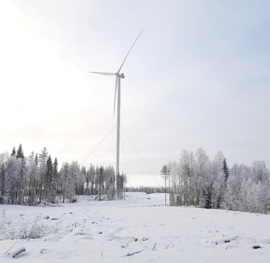 Cable stayed wind turbine